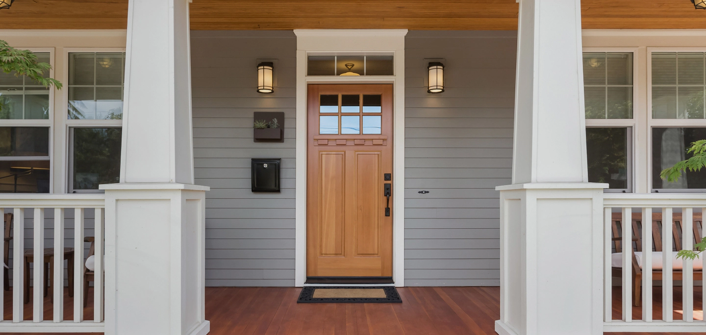 covered porch and front door